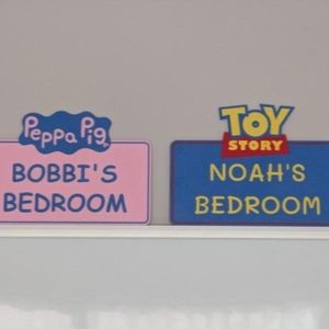 Peppa Pig & Toy Story Personalised Bedroom Signs for Kids Room Decor - Customisable Name Plaques for Child's Room