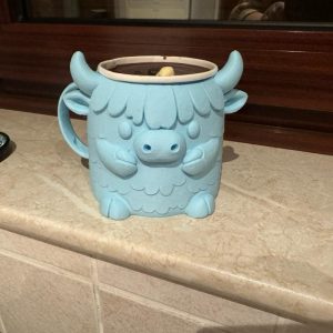 Cute Blue Bull Design Mug with Horns and Ears for Ice Cream tubs - Adorable Bull Shape Mug for Ice Cream Storage
