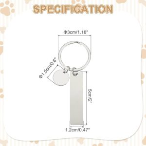 Key Chain with Rectangular Tag - 1.2cm x 5cm Dimensions - Silver Tone - Secure and Durable Design - Perfect for Key Organization