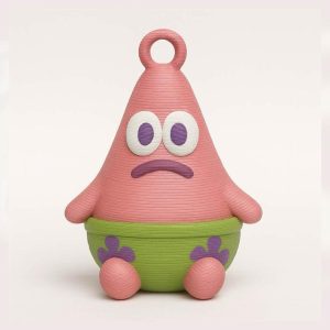Patrick Star Collectible Figure - Adorable Pink Starfish with Green Bowl and Purple Flowers - Perfect for Fans and Collectors