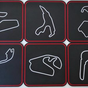 Silverstone Coaster Set with Track Design Black & Red Finish for Drinks Protection