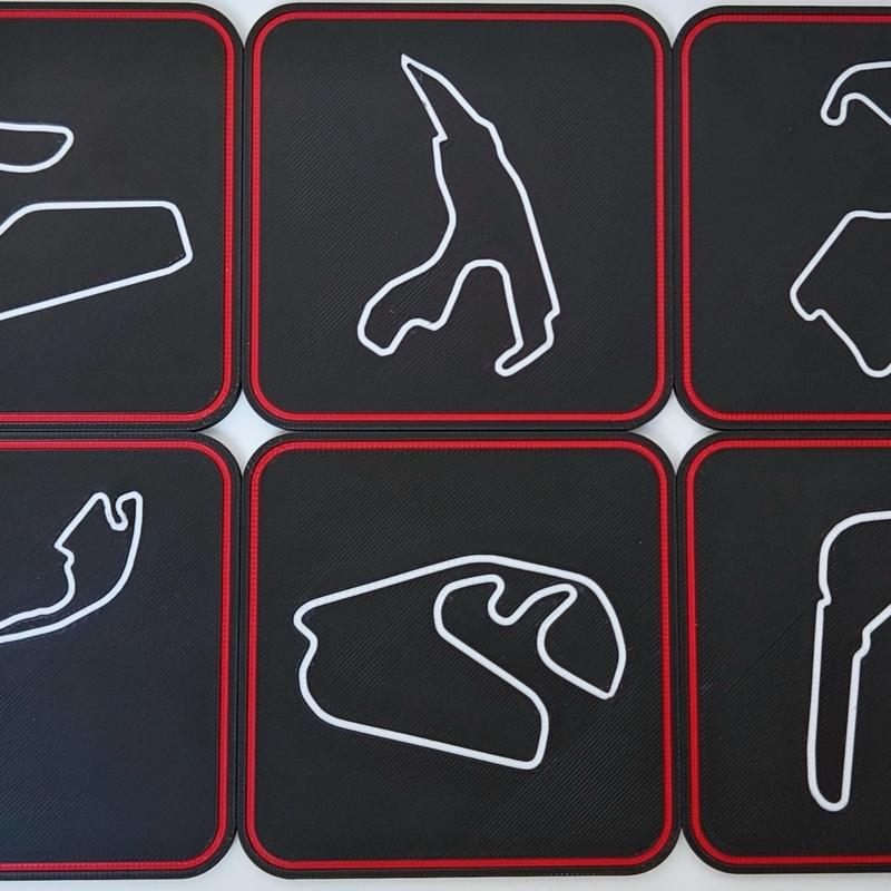 Silverstone Coaster Set with Track Design Black & Red Finish for Drinks Protection