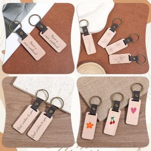 Wooden Keychains with Personalised Messages and Designs for Unique Gifts and Memoirs