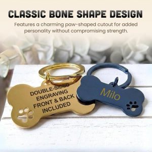 Classic Bone Shape Design Keychain with Double-Sided Engraving Front & Back Included for Personalised Gifts