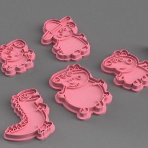Peppa Pig Cookie Cutters Set - Fun Character Shapes for Baking - Perfect for Kids' Parties & DIY Treats - Pink Design